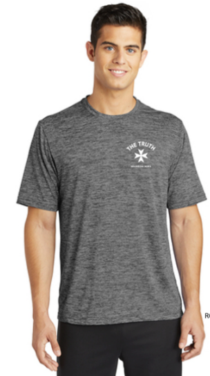 Truth Logo, Tee Workout. Electric Heather. Left Chest