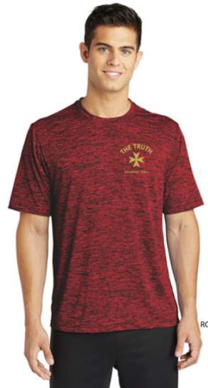Truth Logo, Tee Workout. Electric Heather. Left Chest